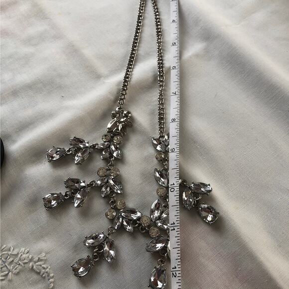 Vintage Clear Crystal Dangle Bib Collar Prom Necklace - Picture 6 of 9